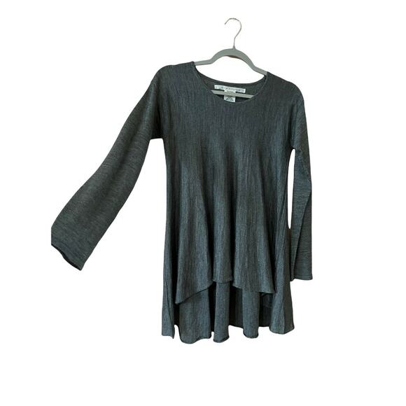 MAX Studio Soft scoop Neck Knit Tunic Top textured gray Long Sleeve Sz s wool - Picture 3 of 6